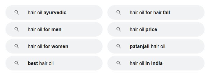 hair oil example SEO