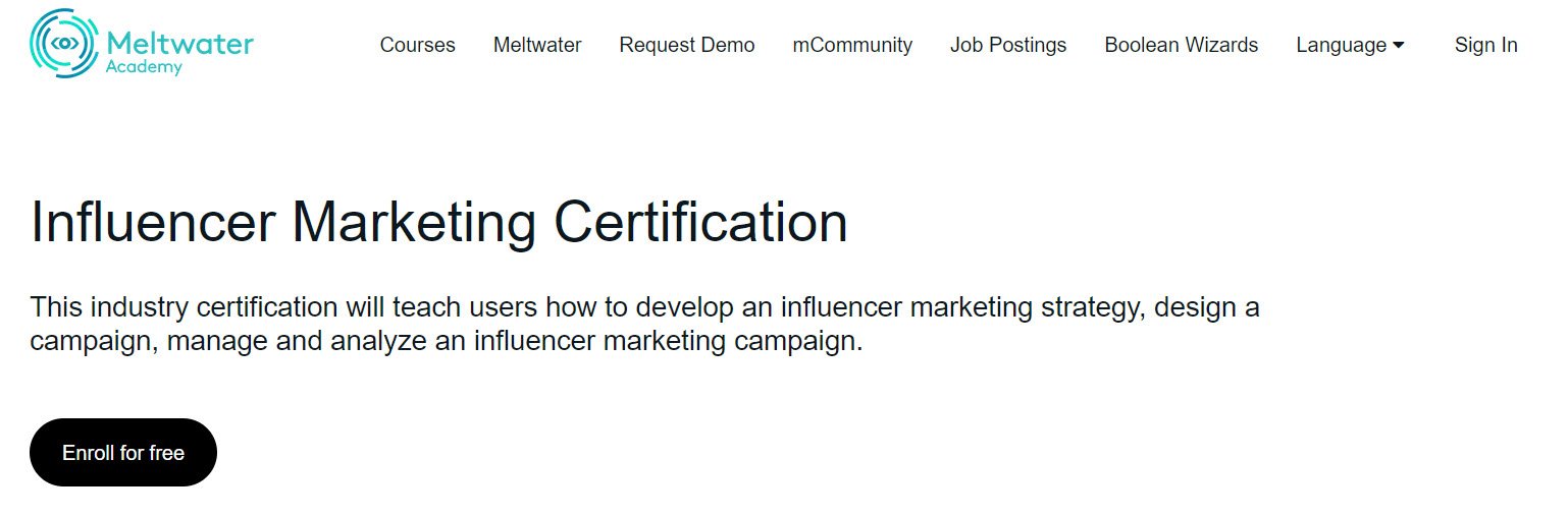 Influencer Marketing Certification (Meltwater Academy)